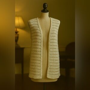 Handmade Crochet Vest Blouse 17” PTP